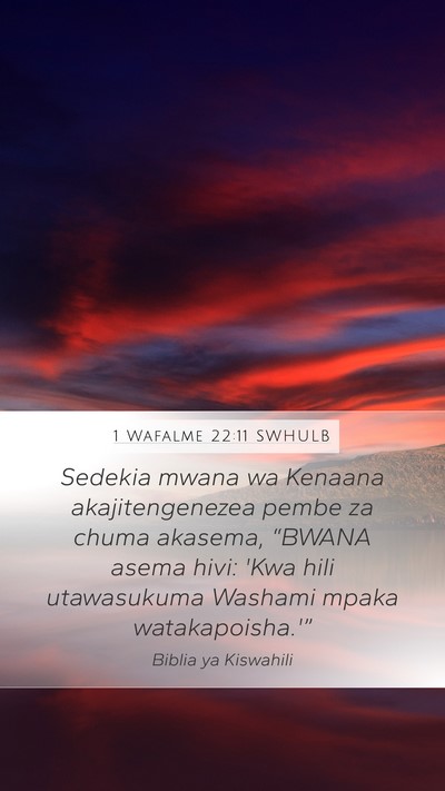 1 Wafalme 22:11 SWHULB Bible Verse Image