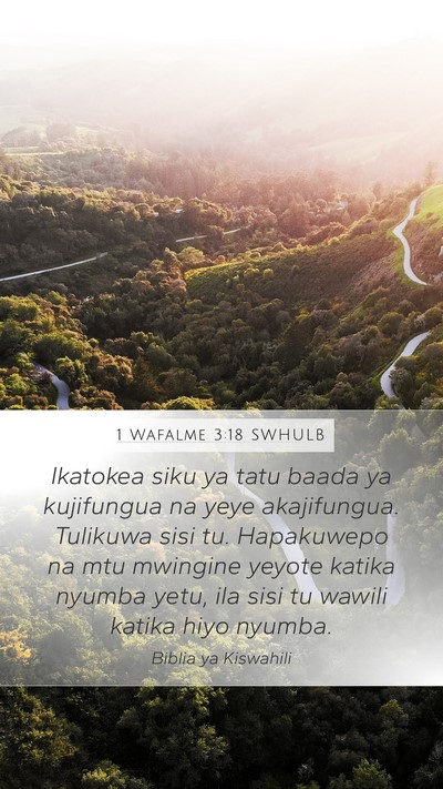 1 Wafalme 3:18 SWHULB Mobile Phone Wallpaper - Ikatokea siku ya tatu baada ya kujifungua na yeye - Mobile Bible Verse Wallpaper