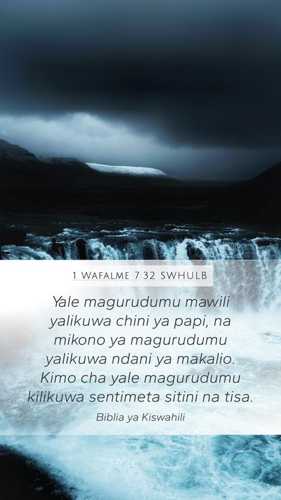 1 Wafalme 7:32 SWHULB Mobile Phone Wallpaper - Yale magurudumu mawili yalikuwa chini ya papi, na - Mobile Bible Verse Wallpaper