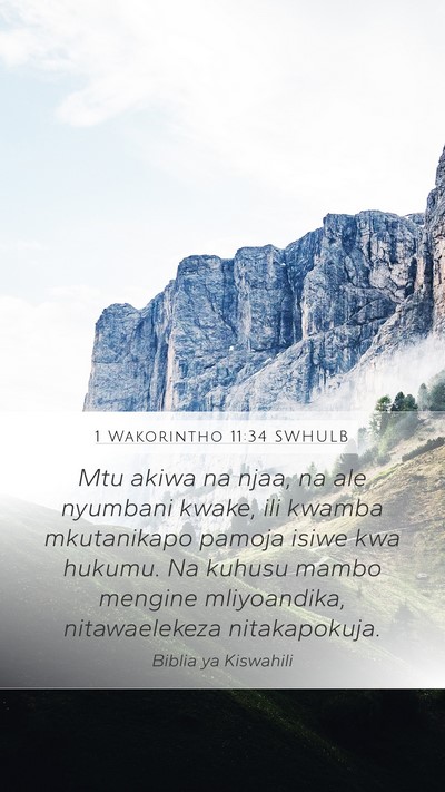 1 Wakorintho 11:34 SWHULB Bible Verse Image