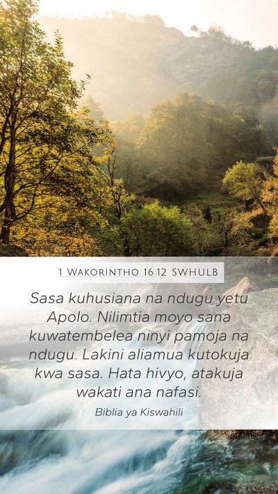 1 Wakorintho 16:12 SWHULB Bible Verse Image