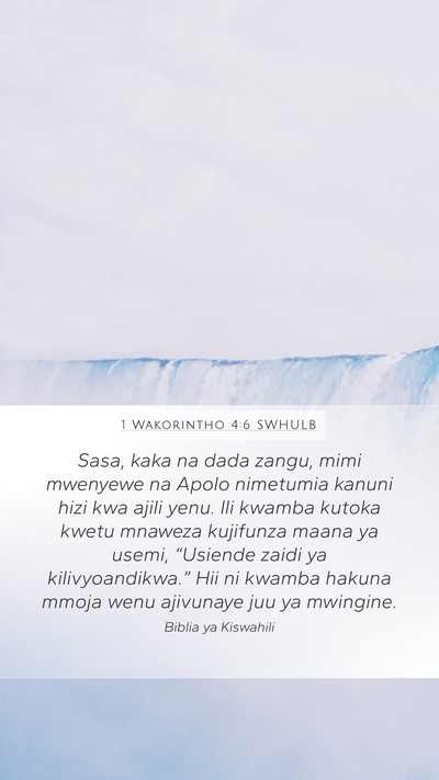 1 Wakorintho 4:6 SWHULB Bible Verse Image