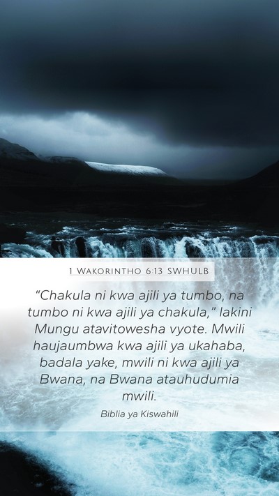 1 Wakorintho 6:13 SWHULB Bible Verse Image