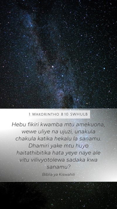 1 Wakorintho 8:10 SWHULB Bible Verse Image