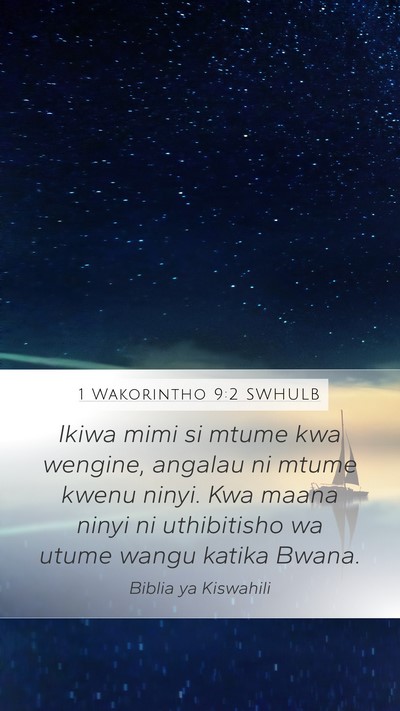 1 Wakorintho 9:2 SWHULB Bible Verse Image