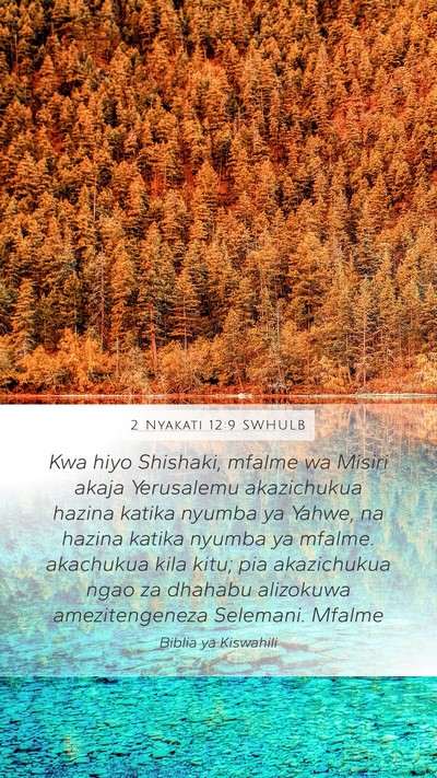 2 Nyakati 12:9 SWHULB Mobile Phone Wallpaper - Kwa hiyo Shishaki, mfalme wa Misiri akaja - Mobile Bible Verse Wallpaper