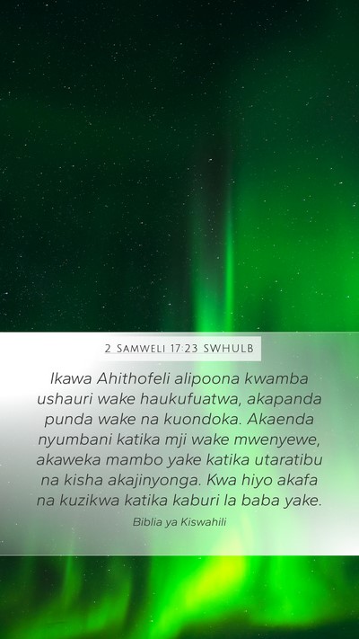 2 Samweli 17:23 SWHULB Bible Verse Image