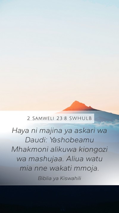 2 Samweli 23:8 SWHULB Bible Verse Image