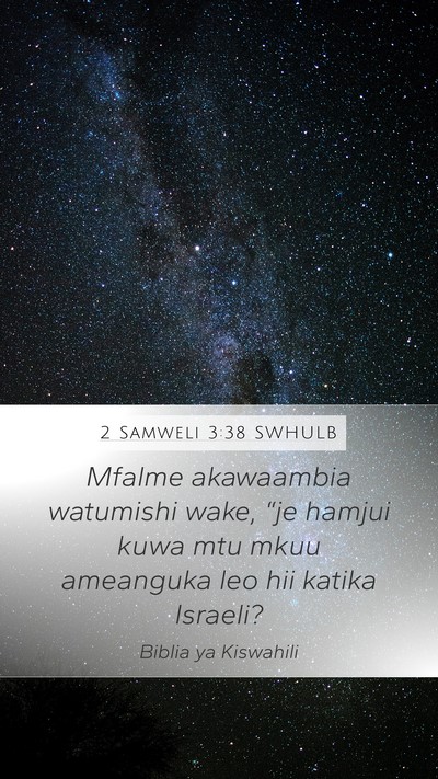 2 Samweli 3:38 SWHULB Mobile Phone Wallpaper - Mfalme akawaambia watumishi wake, “je hamjui - Mobile Bible Verse Wallpaper