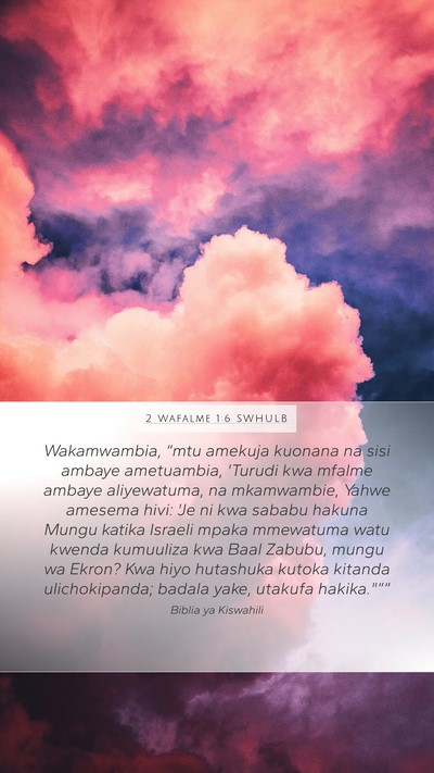 2 Wafalme 1:6 SWHULB Bible Verse Image