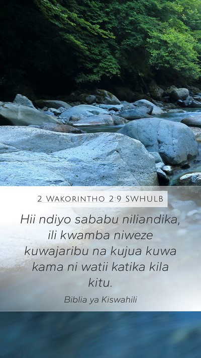 2 Wakorintho 2:9 SWHULB Bible Verse Image