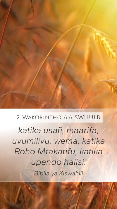 2 Wakorintho 6:6 SWHULB Bible Verse Image