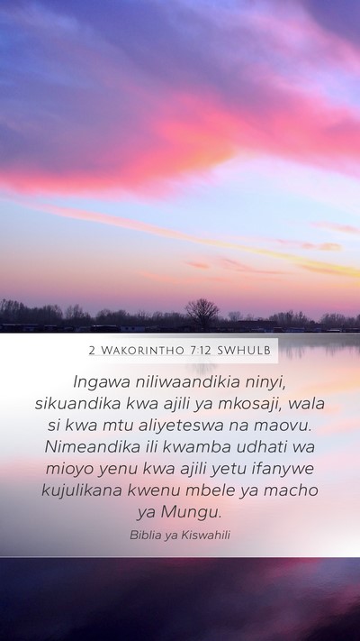 2 Wakorintho 7:12 SWHULB Bible Verse Image