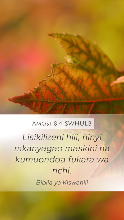 Amosi 8:4 SWHULB Bible Verse Image