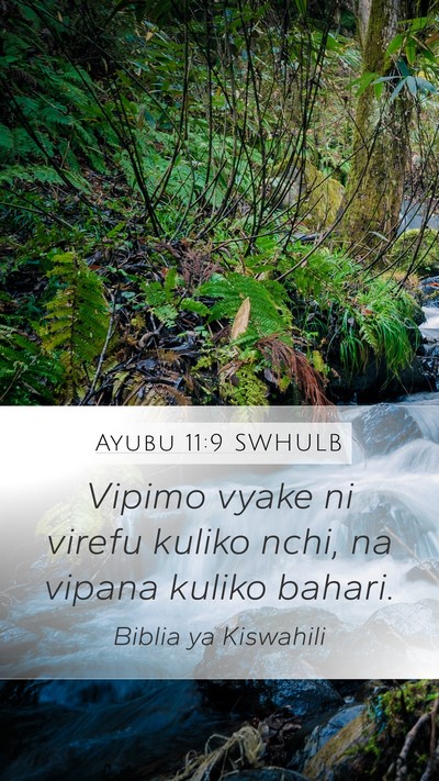 Ayubu 11:9 SWHULB Mobile Phone Wallpaper - Vipimo vyake ni virefu kuliko nchi, na vipana - Mobile Bible Verse Wallpaper