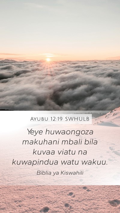 Ayubu 12:19 SWHULB Mobile Phone Wallpaper - Yeye huwaongoza makuhani mbali bila kuvaa viatu - Mobile Bible Verse Wallpaper