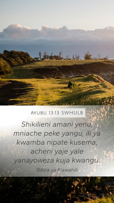 Ayubu 13:13 SWHULB Bible Verse Image