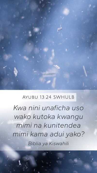 Ayubu 13:24 SWHULB Bible Verse Image