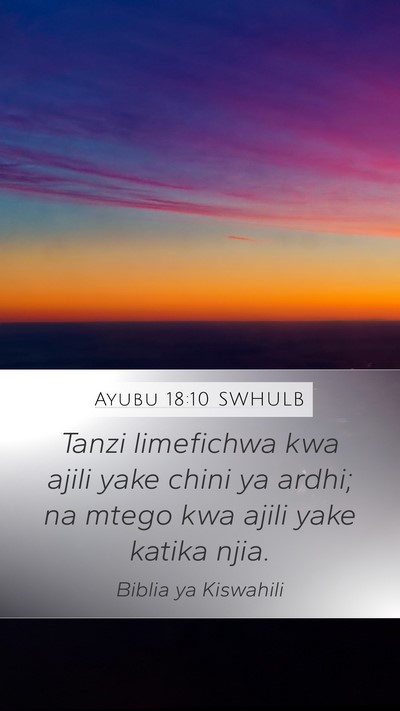 Ayubu 18:10 SWHULB Mobile Phone Wallpaper - Tanzi limefichwa kwa ajili yake chini ya ardhi; - Mobile Bible Verse Wallpaper