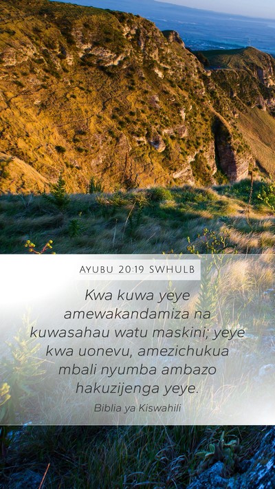 Ayubu 20:19 SWHULB Bible Verse Image