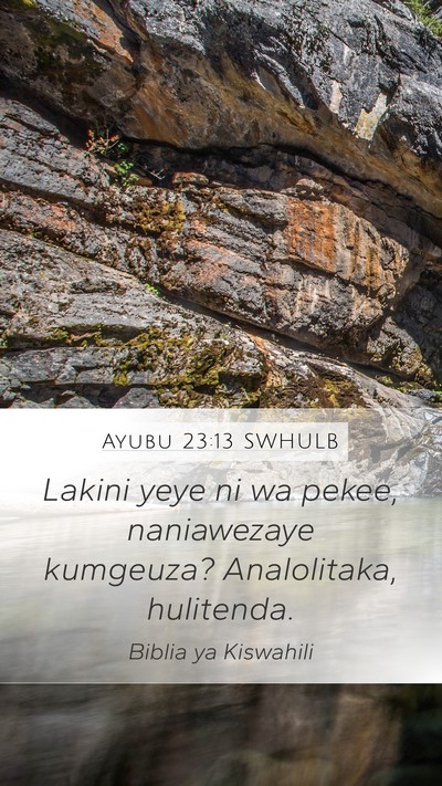 Ayubu 23:13 SWHULB Bible Verse Image