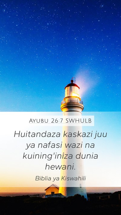 Ayubu 26:7 SWHULB Bible Verse Image