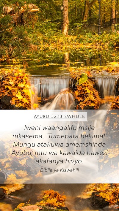Ayubu 32:13 SWHULB Mobile Phone Wallpaper - Iweni waangalifu msije mkasema, 'Tumepata - Mobile Bible Verse Wallpaper