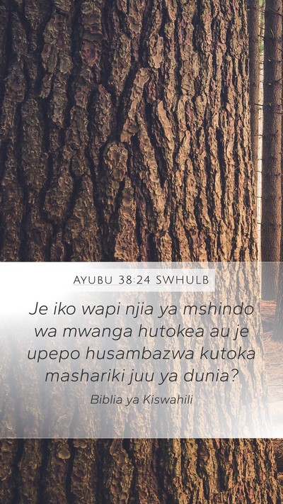Ayubu 38:24 SWHULB Mobile Phone Wallpaper - Je iko wapi njia ya mshindo wa mwanga hutokea au - Mobile Bible Verse Wallpaper