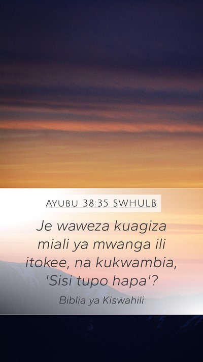 Ayubu 38:35 SWHULB Bible Verse Image