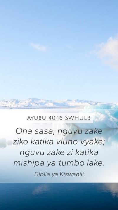 Ayubu 40:16 SWHULB Bible Verse Image