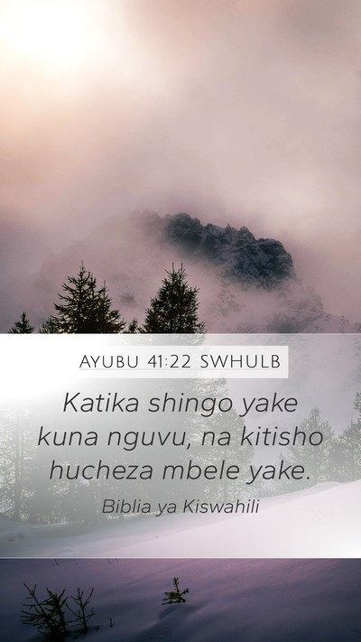 Ayubu 41:22 SWHULB Mobile Phone Wallpaper - Katika shingo yake kuna nguvu, na kitisho hucheza - Mobile Bible Verse Wallpaper