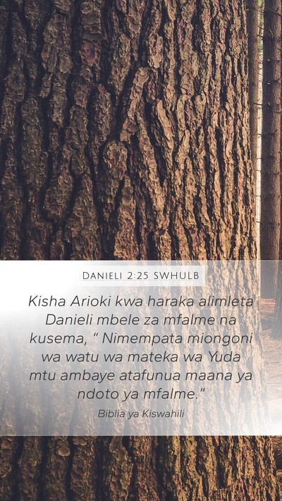 Danieli 2:25 SWHULB Mobile Phone Wallpaper - Kisha Arioki kwa haraka alimleta Danieli mbele za - Mobile Bible Verse Wallpaper