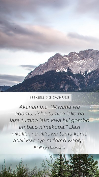 Ezekieli 3:3 SWHULB Bible Verse Image