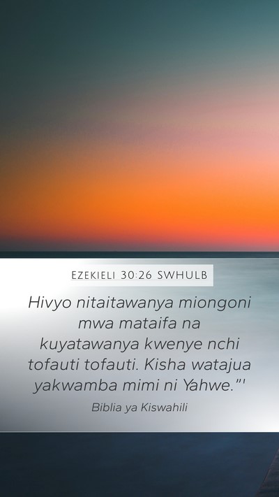 Ezekieli 30:26 SWHULB Mobile Phone Wallpaper - Hivyo nitaitawanya miongoni mwa mataifa na - Mobile Bible Verse Wallpaper