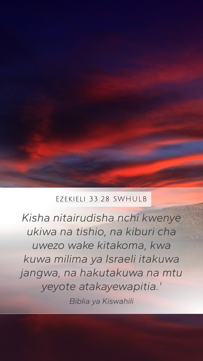 Ezekieli 33:28 SWHULB Bible Verse Image