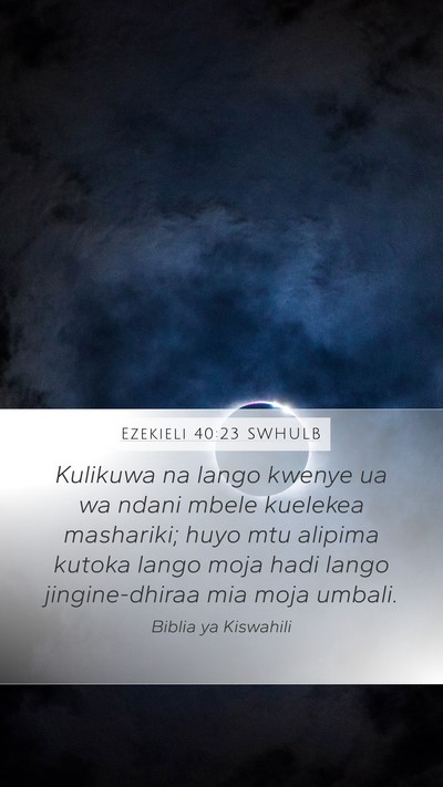 Ezekieli 40:23 SWHULB Bible Verse Image