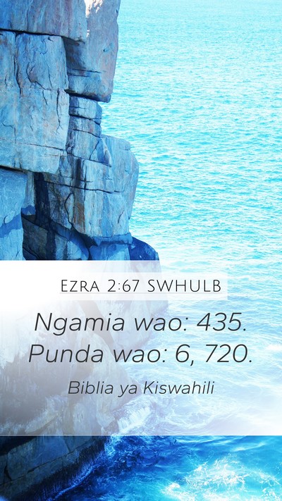 Ezra 2:67 SWHULB Mobile Phone Wallpaper - Ngamia wao: 435. Punda wao: 6, - Mobile Bible Verse Wallpaper