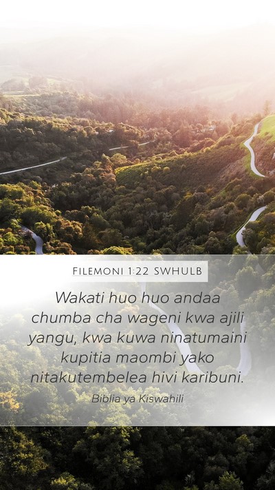 Filemoni 1:22 SWHULB Mobile Phone Wallpaper - Wakati huo huo andaa chumba cha wageni kwa ajili - Mobile Bible Verse Wallpaper