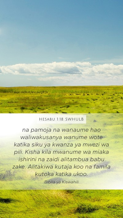 Hesabu 1:18 SWHULB Mobile Phone Wallpaper - na pamoja na wanaume hao waliwakusanya wanume - Mobile Bible Verse Wallpaper