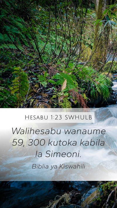 Hesabu 1:23 SWHULB Mobile Phone Wallpaper - Walihesabu wanaume 59, 300 kutoka kabila la - Mobile Bible Verse Wallpaper