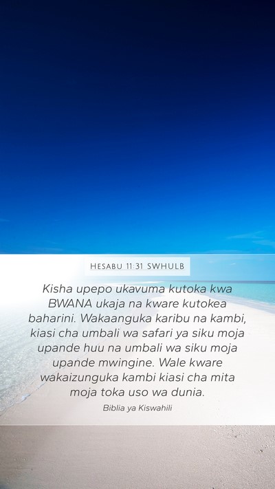 Hesabu 11:31 SWHULB Bible Verse Image