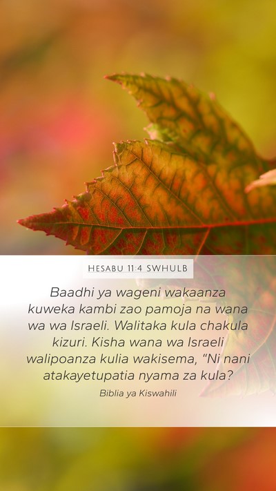 Hesabu 11:4 SWHULB Bible Verse Image