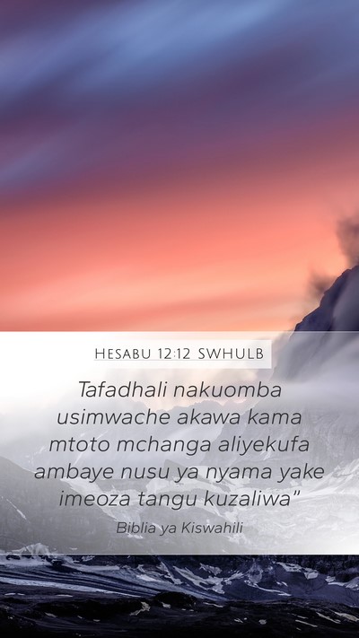 Hesabu 12:12 SWHULB Mobile Phone Wallpaper - Tafadhali nakuomba usimwache akawa kama mtoto - Mobile Bible Verse Wallpaper