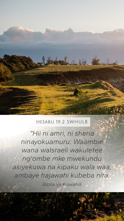 Hesabu 19:2 SWHULB Bible Verse Image