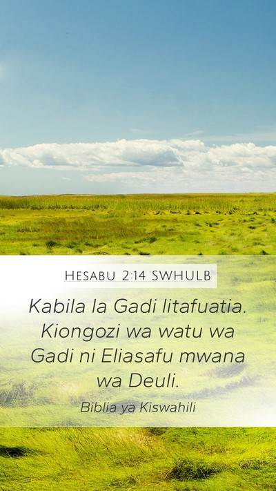 Hesabu 2:14 SWHULB Bible Verse Image