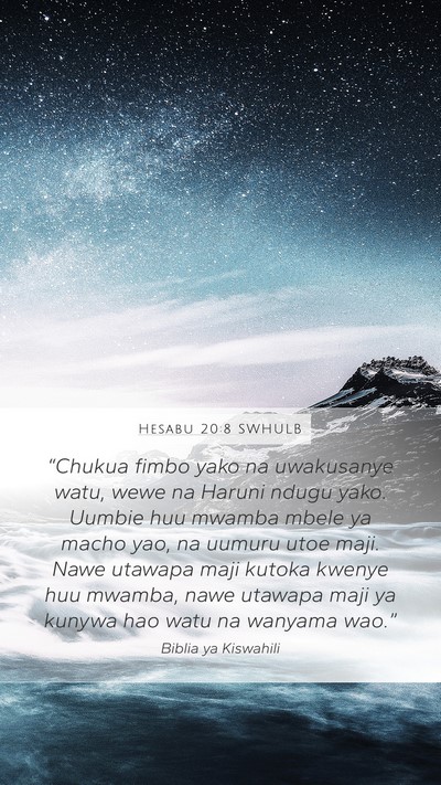 Hesabu 20:8 SWHULB Bible Verse Image
