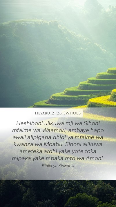 Hesabu 21:26 SWHULB Bible Verse Image