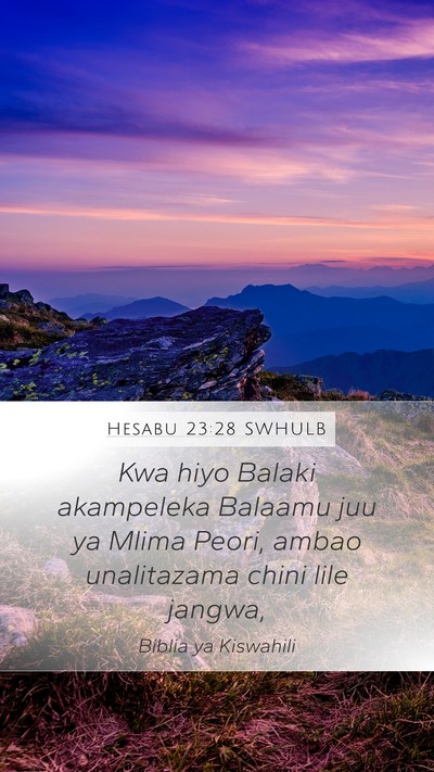 Hesabu 23:28 SWHULB Bible Verse Image
