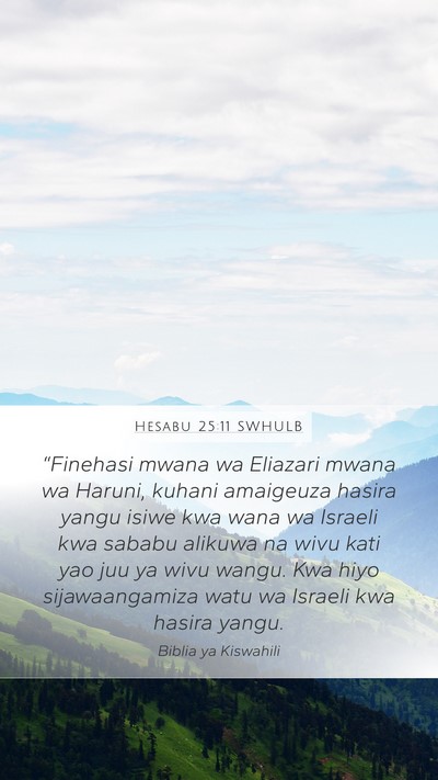 Hesabu 25:11 SWHULB Bible Verse Image