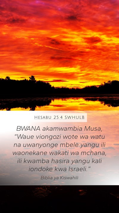 Hesabu 25:4 SWHULB Bible Verse Image